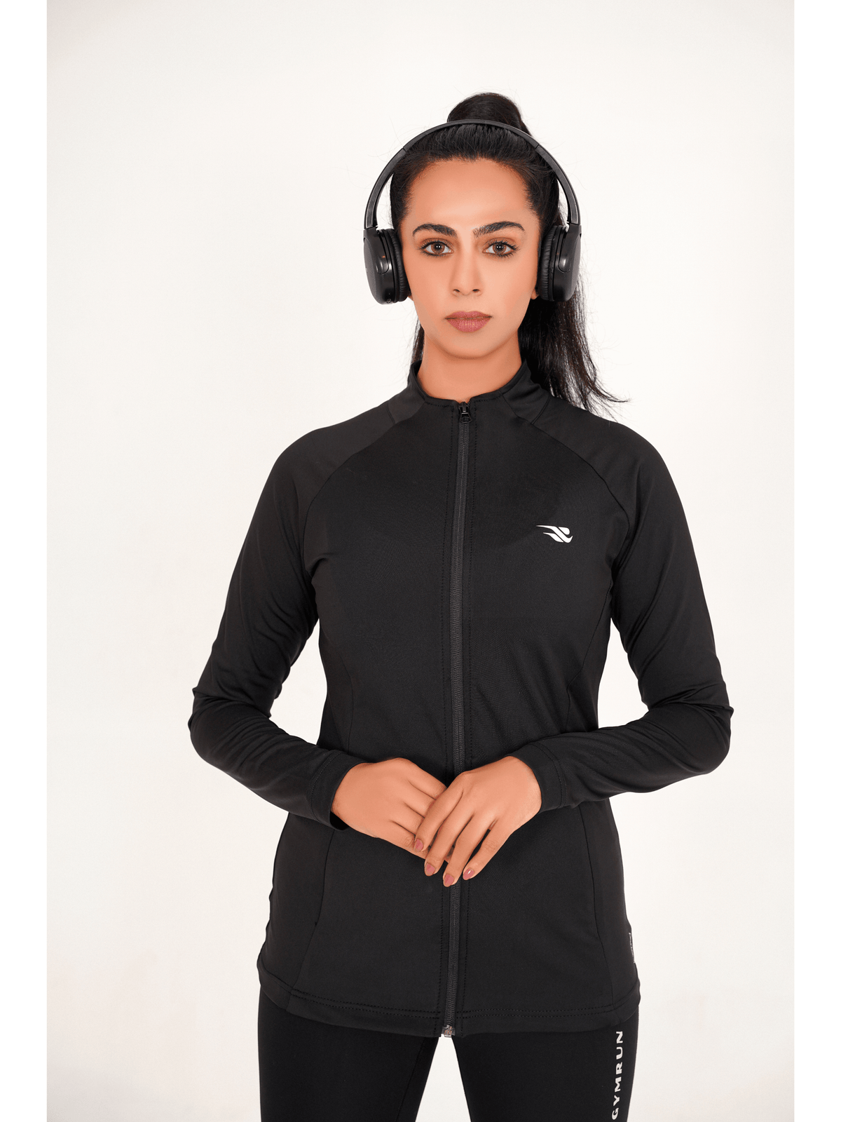 Ladies Compression Zipper - Black - GYMRUN Activewear