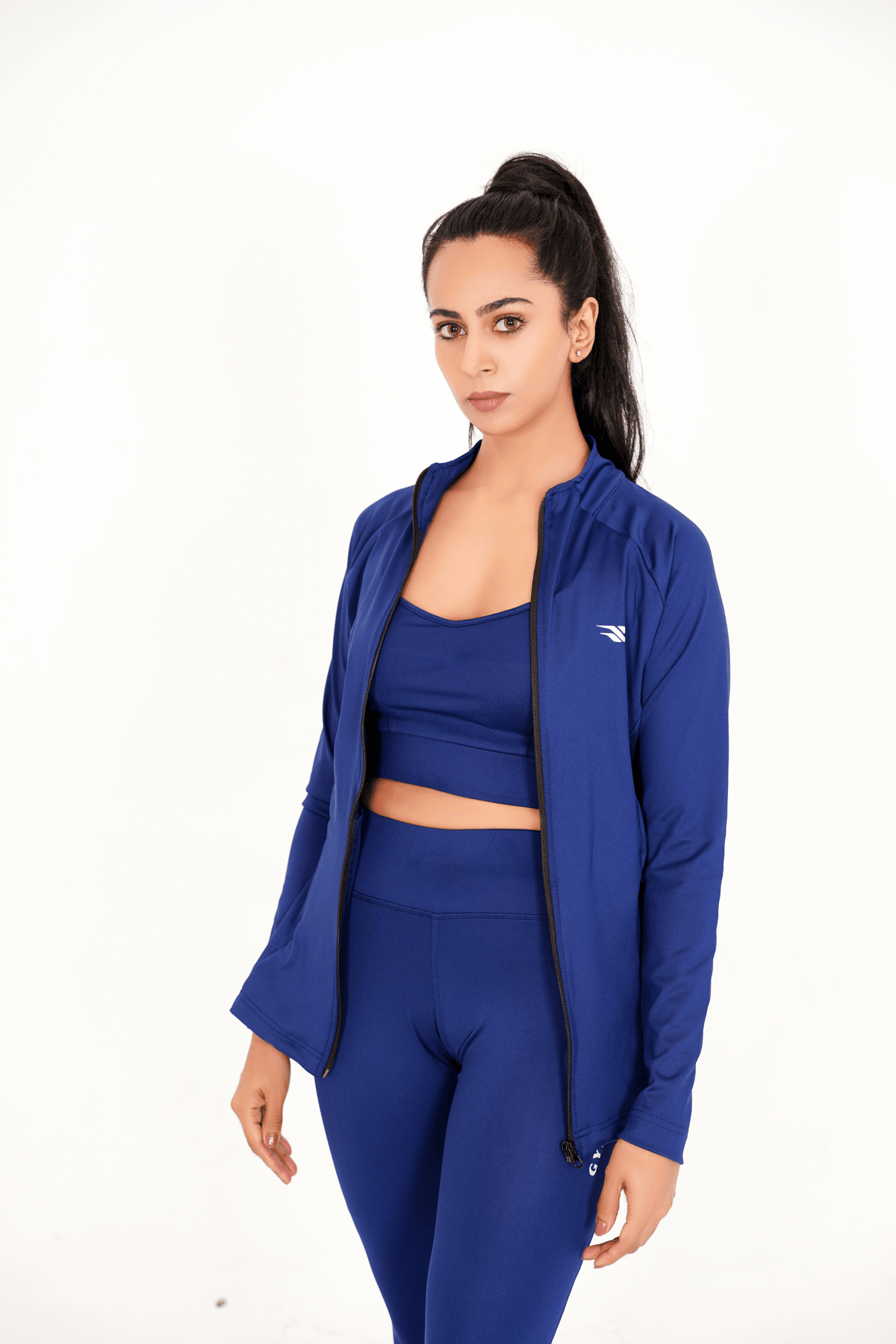 Ladies Compression Zipper - Navy - GYMRUN Activewear