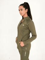 Ladies Compression Zipper - Olive - GYMRUN Activewear