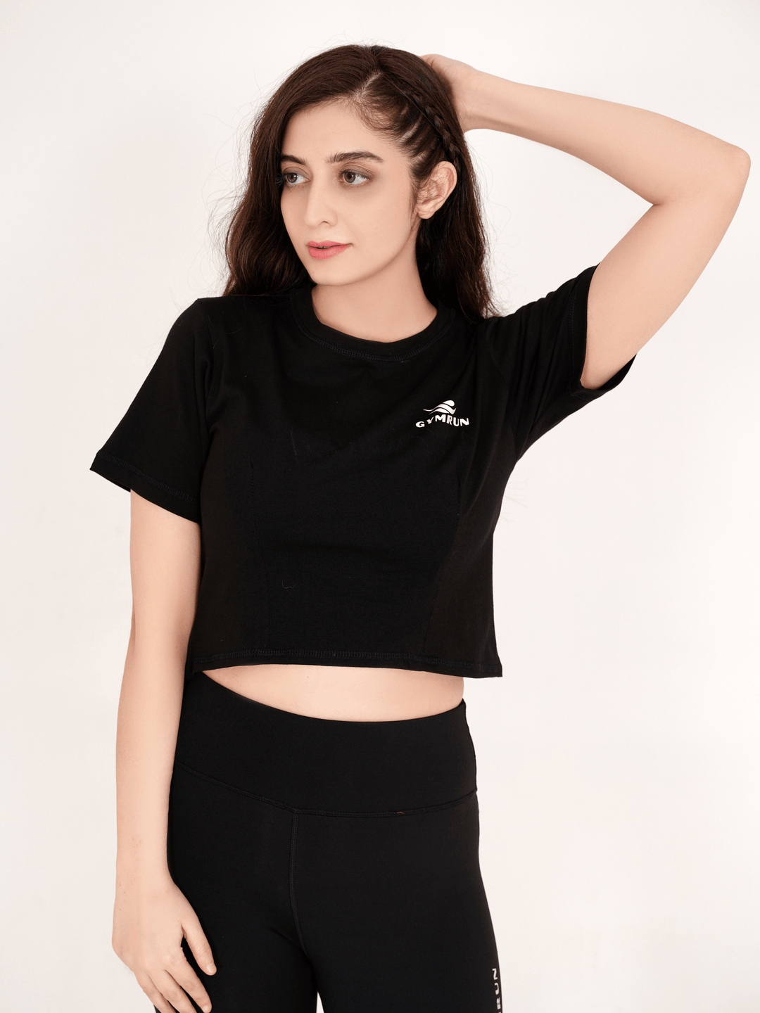 Oversized Crop T-Shirt - Black - GYMRUN Activewear