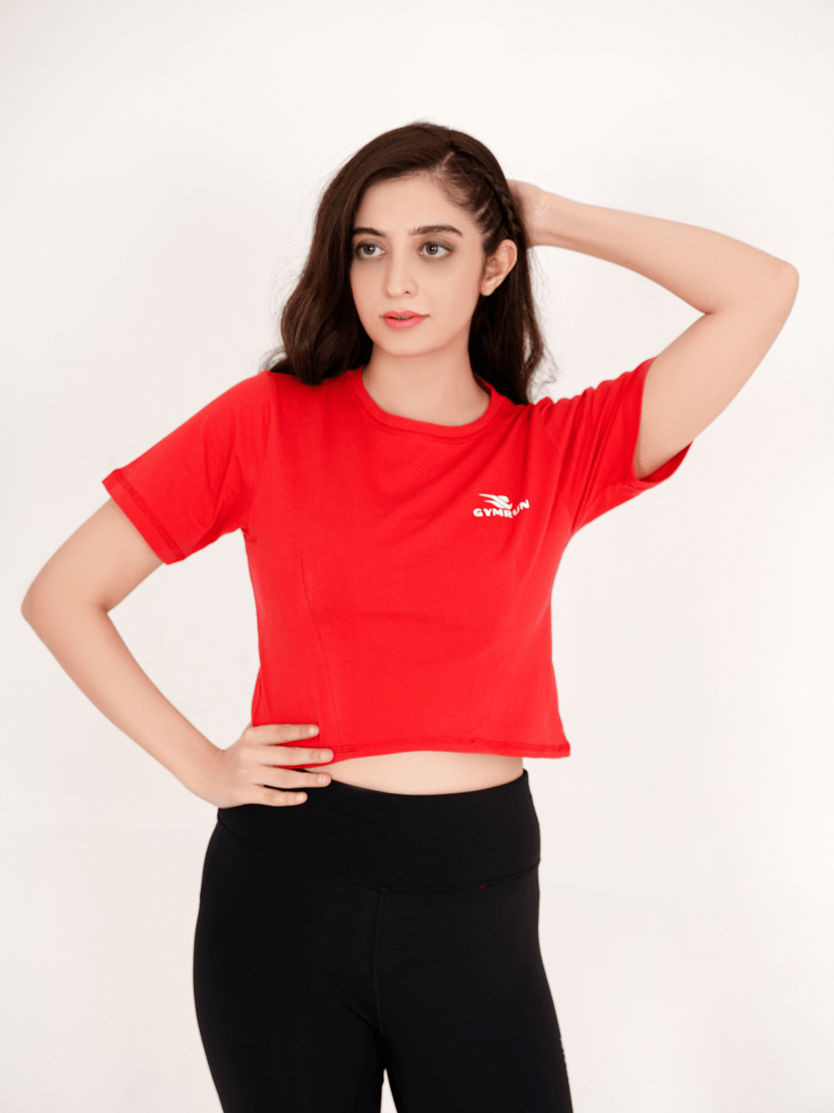 Oversized Crop T-Shirt - Red - GYMRUN Activewear