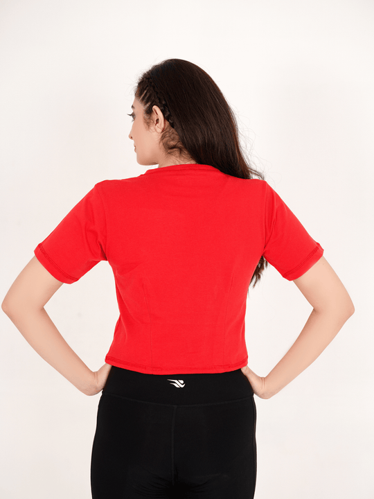 Oversized Crop T-Shirt - Red - GYMRUN Activewear