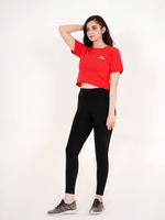 Oversized Crop T-Shirt - Red - GYMRUN Activewear