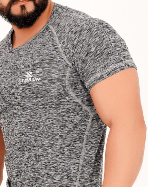 Ultimate Compression Shirt - Black Grey Milange - GYMRUN Activewear