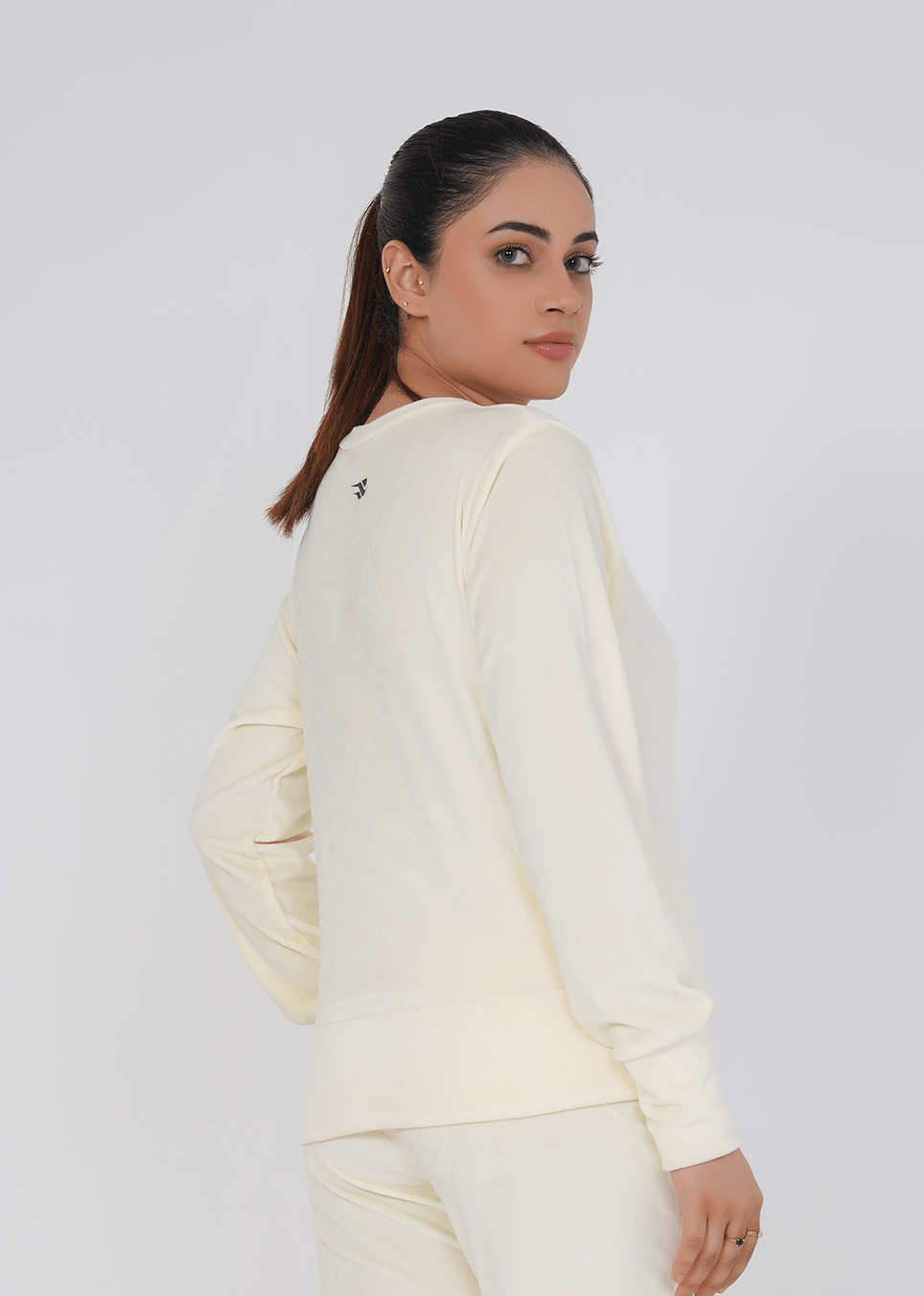 Ribbed velvet Cropped Top - Off White