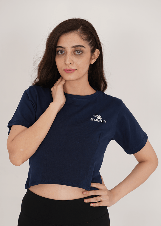 Oversized Crop T-Shirt - Navy