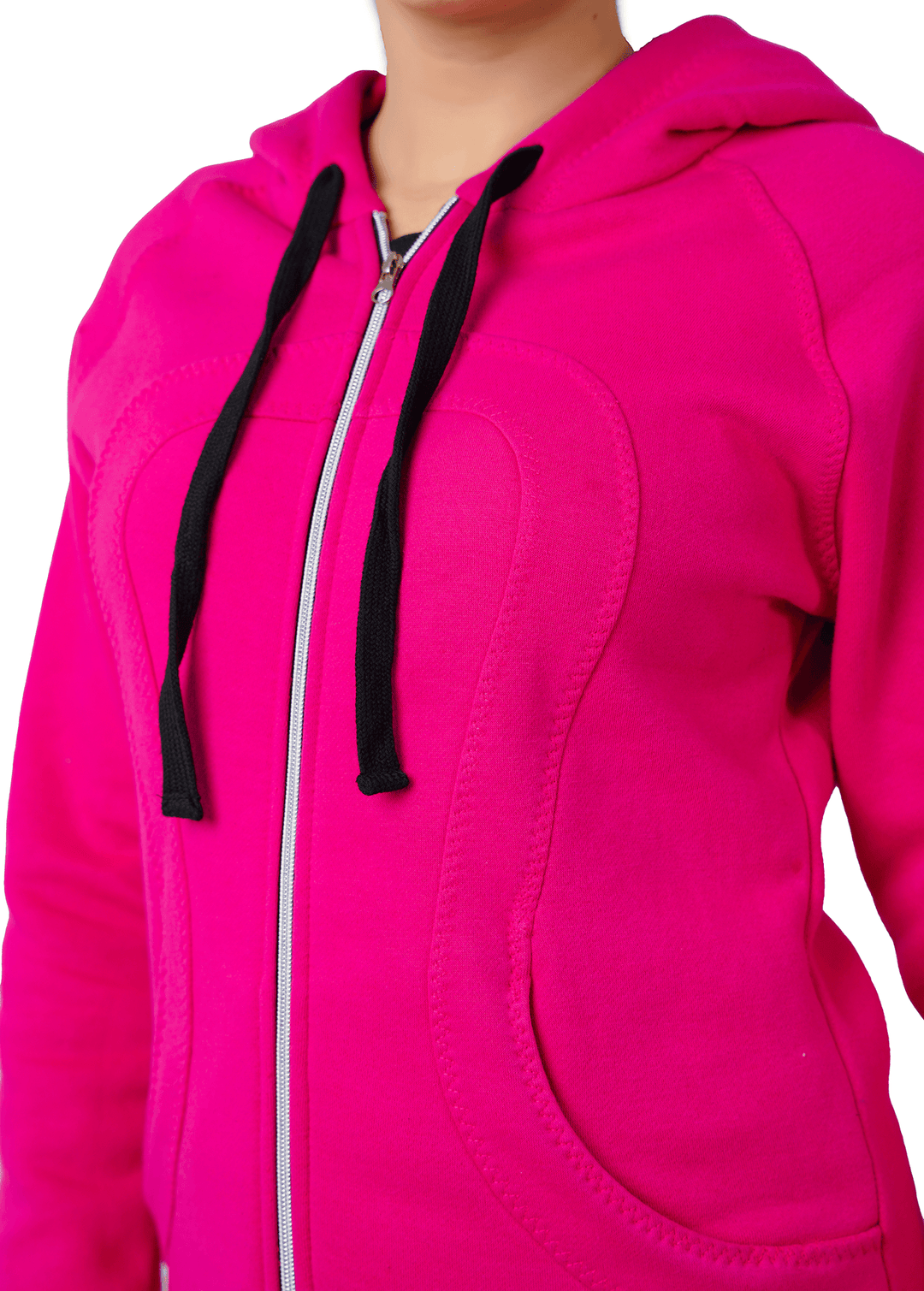 Plush Zippered Hoodie - Pink