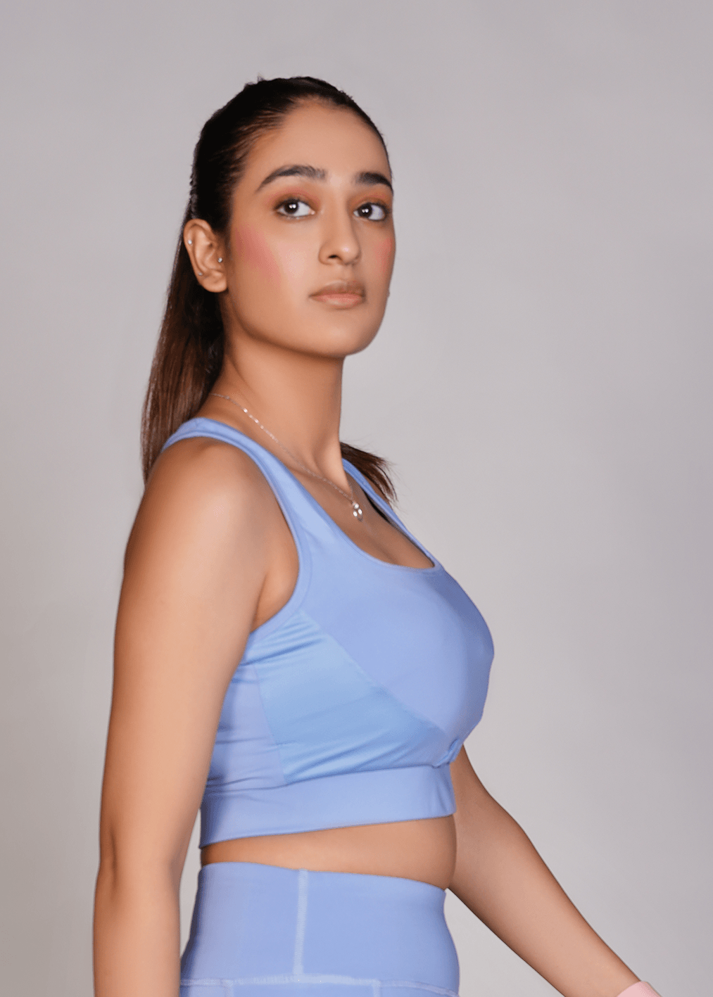 Flexi – Fit Mesh Sports Bra with Pocket - Sky Blue