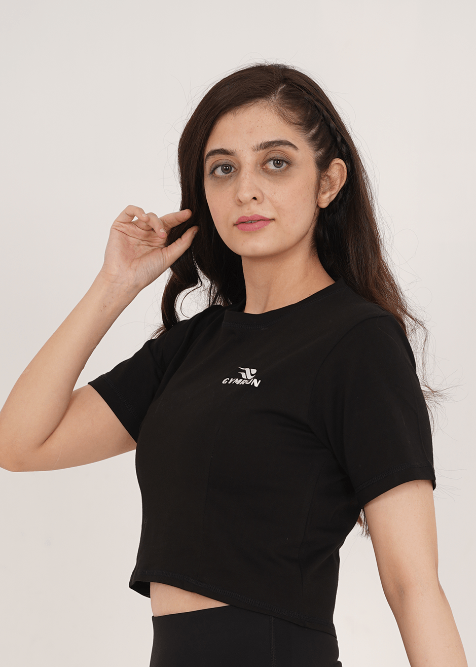 Oversized Crop T-Shirt - Black