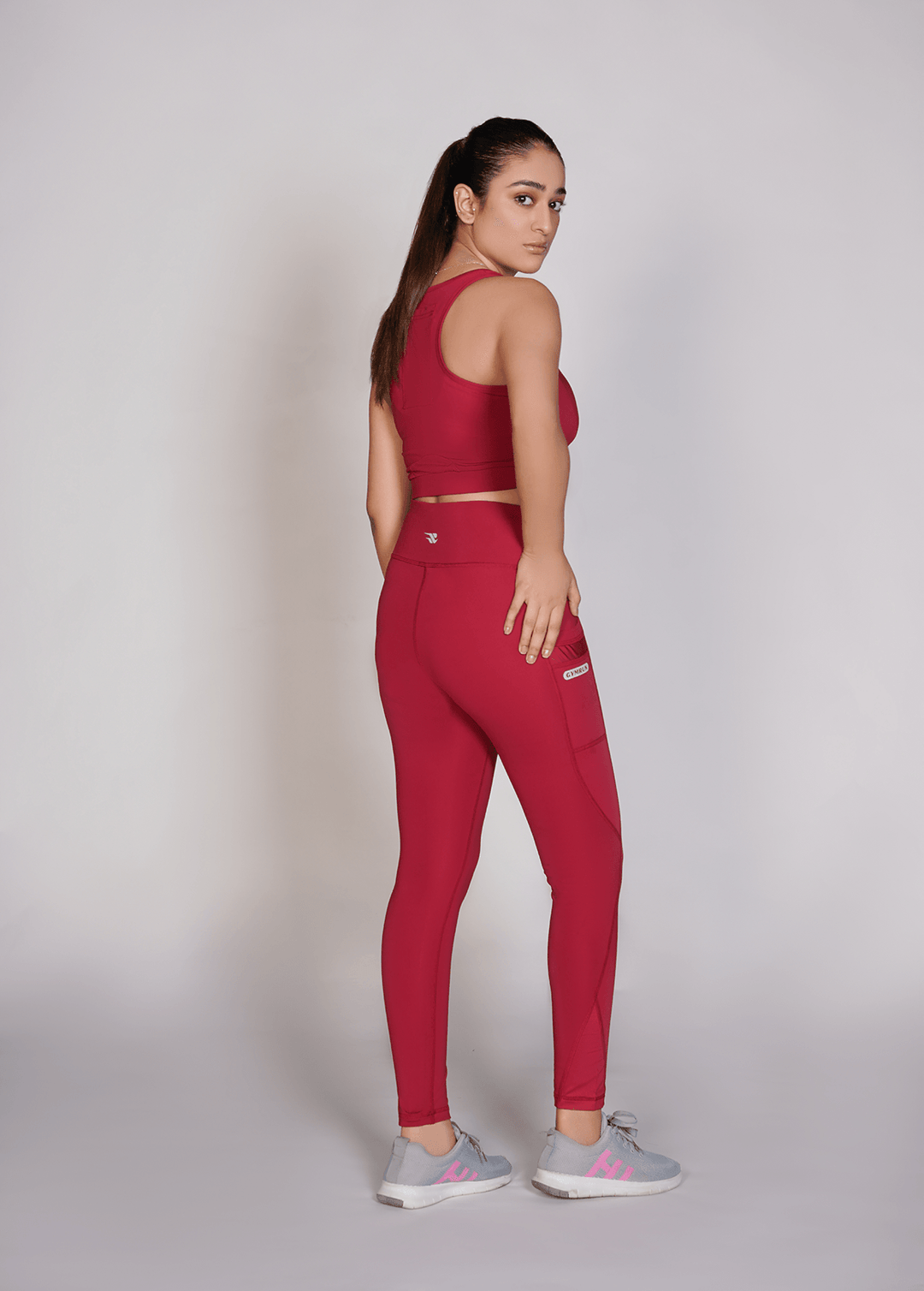 Flexi – Fit Mesh Sports (Sports Bra + Legging) with Pocket - Maroon