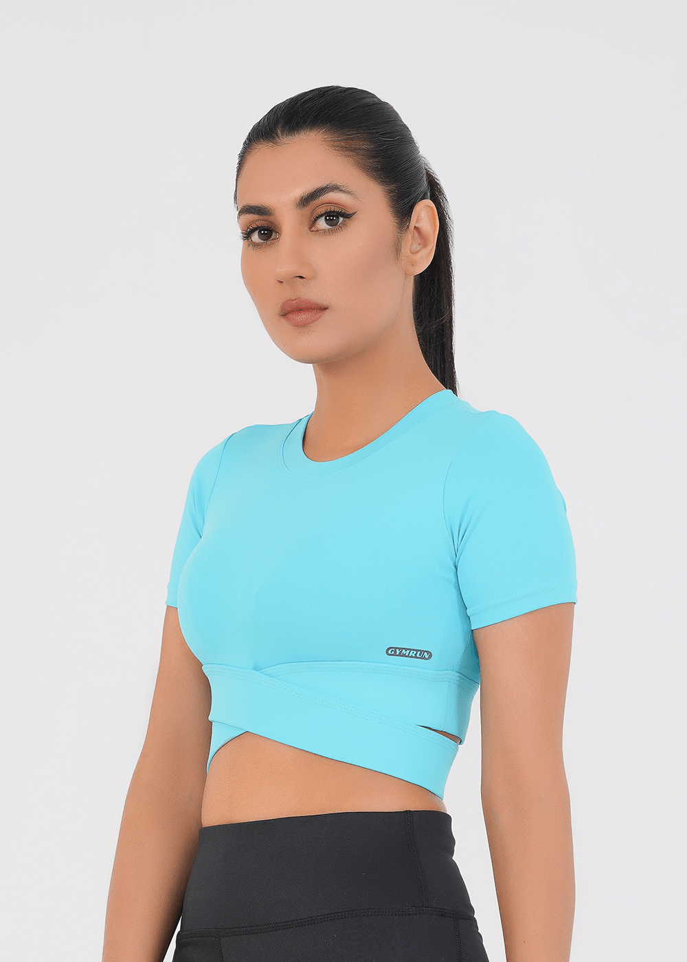 Cropped Wrap Tee - Sky Blue