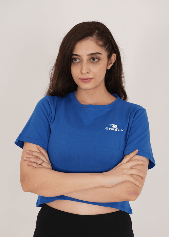 Oversized Crop T-Shirt - Royal Blue