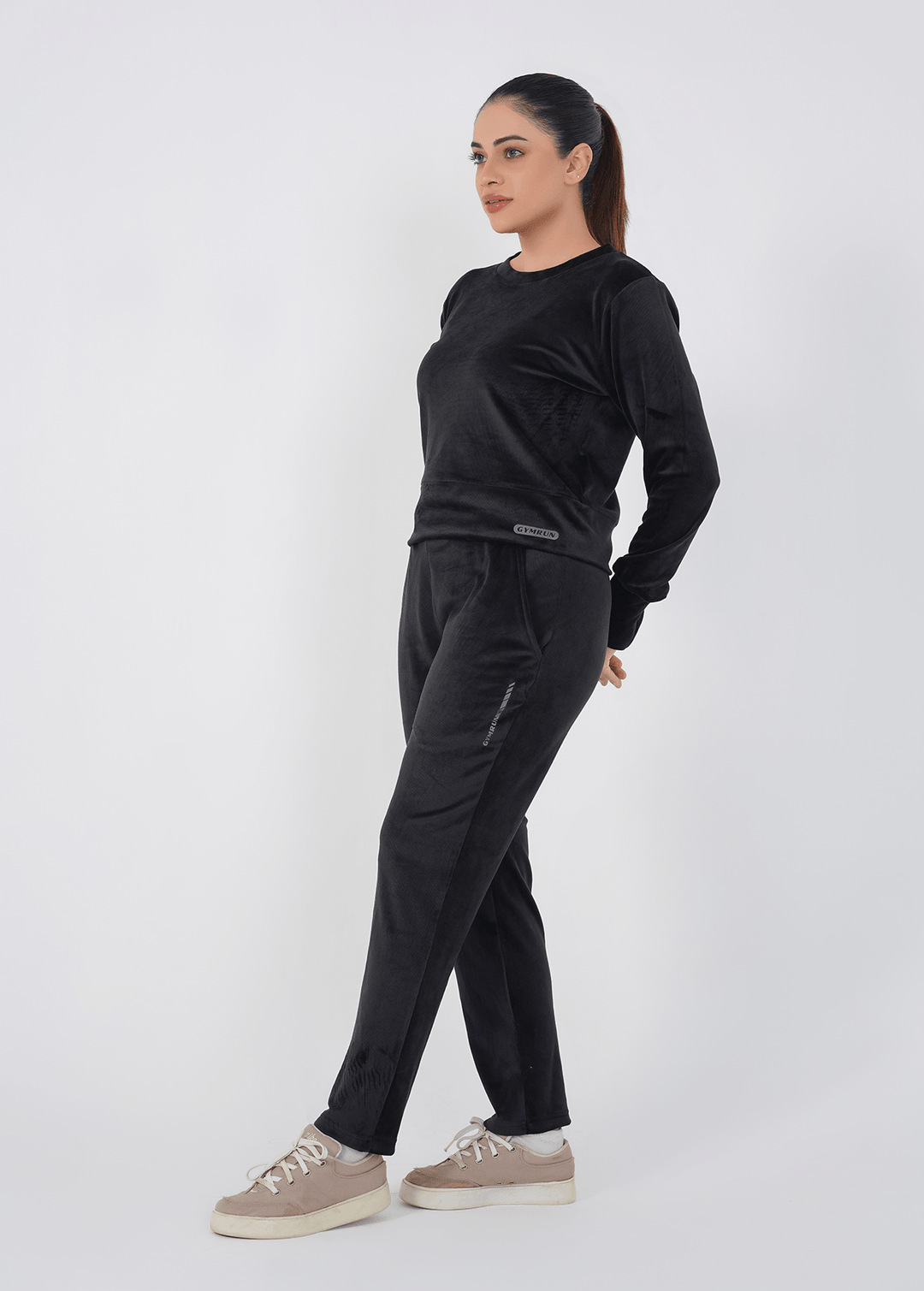 Ribbed velvet Cropped Top - Black