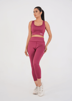 Ladies Basic Performance Sports Bra + Leggings - Deep Plum