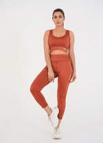 Ladies Basic Performance Sports Bra + Leggings - Intense Rust