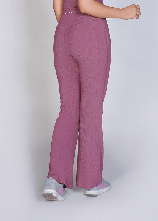 Supreme Bell Bottom Ribbed Leggings - Pink
