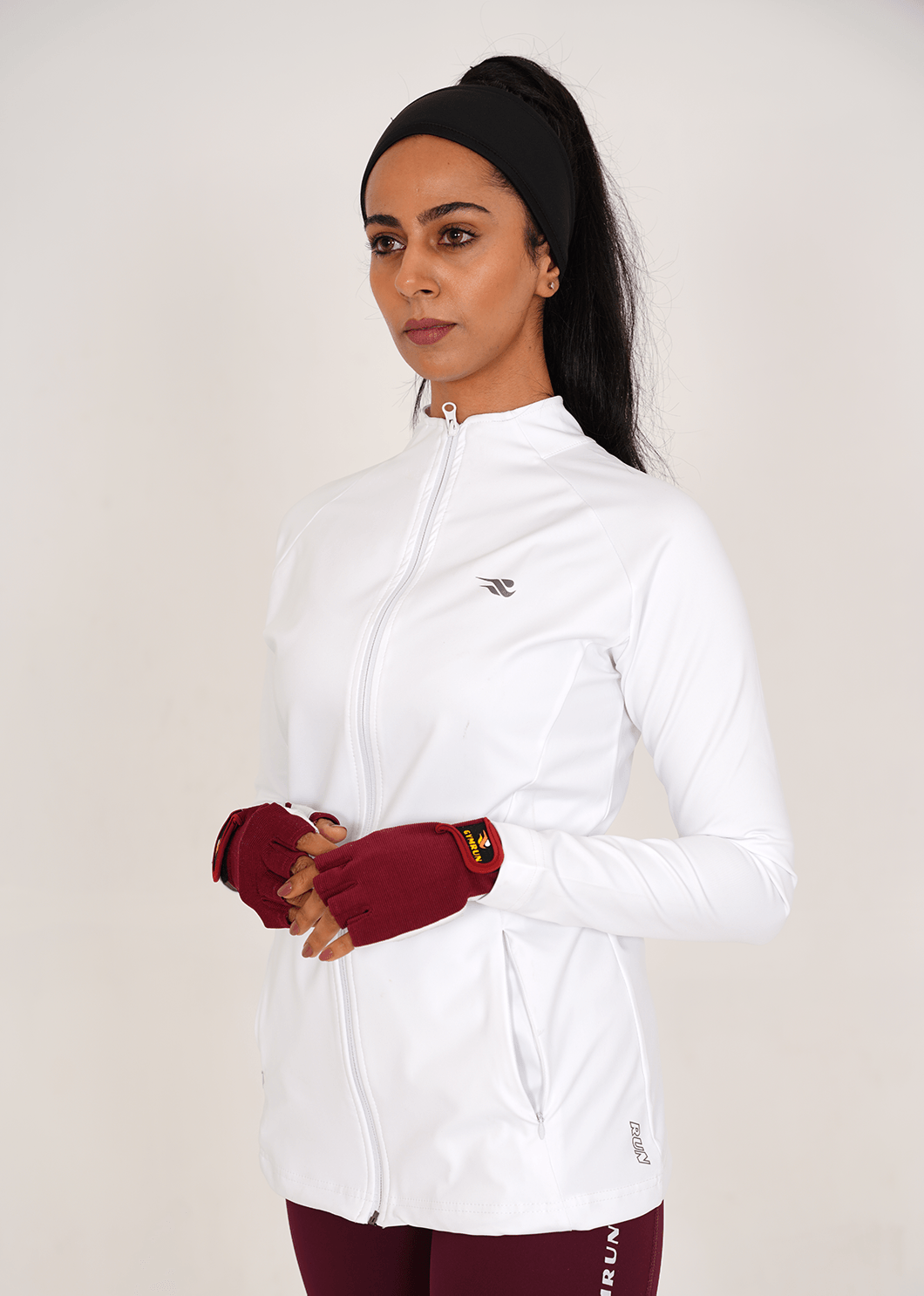 Ladies Compression Zipper - White