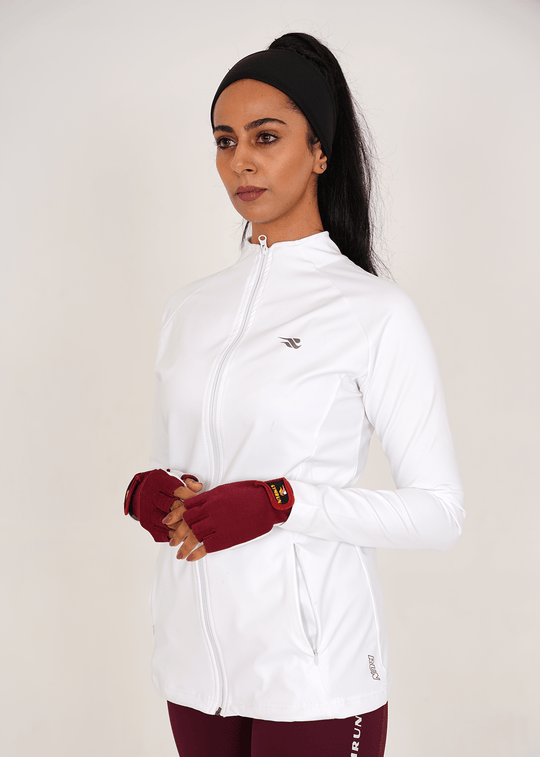 Ladies Compression Zipper - White