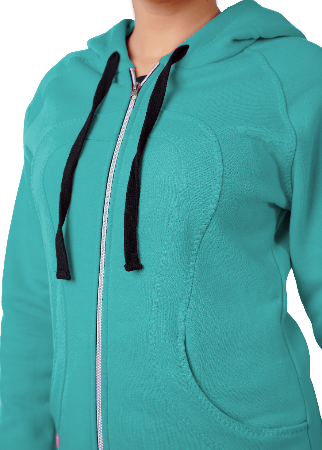 Plush Zippered Hoodie - Teal