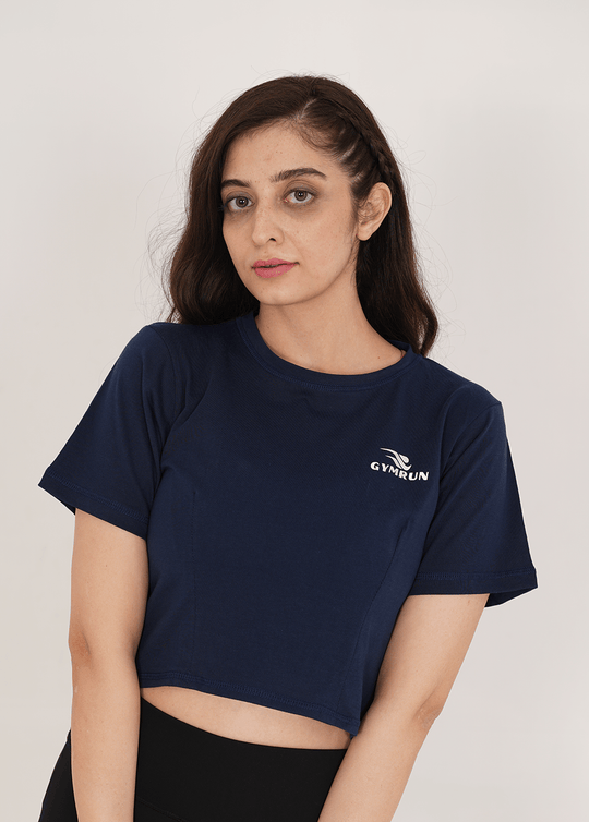 Oversized Crop T-Shirt - Navy