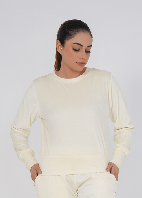 Ribbed velvet Cropped Top - Off White