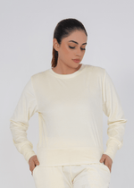 Ribbed velvet Cropped Top - Off White