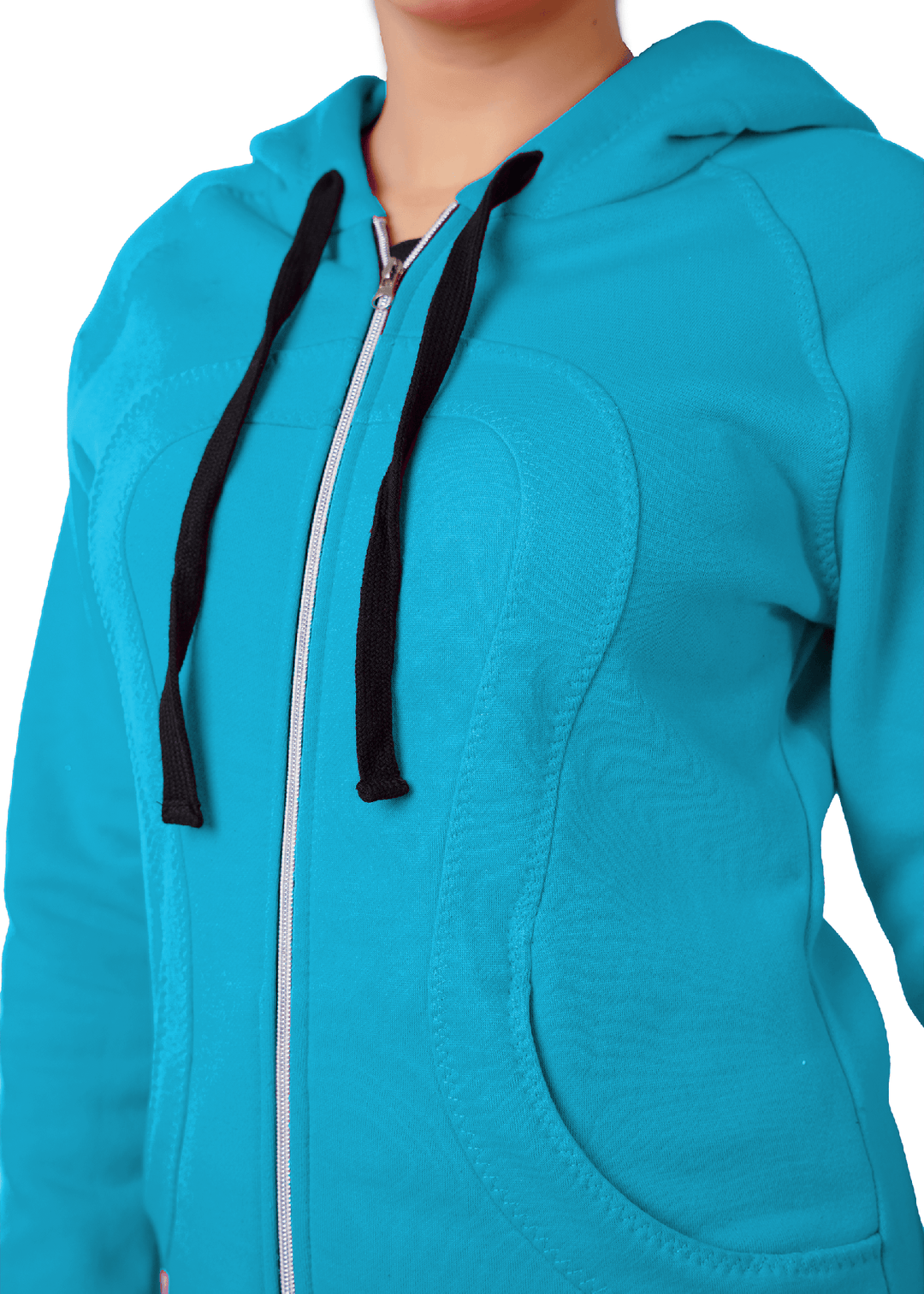 Plush Zippered Hoodie - Turqoise