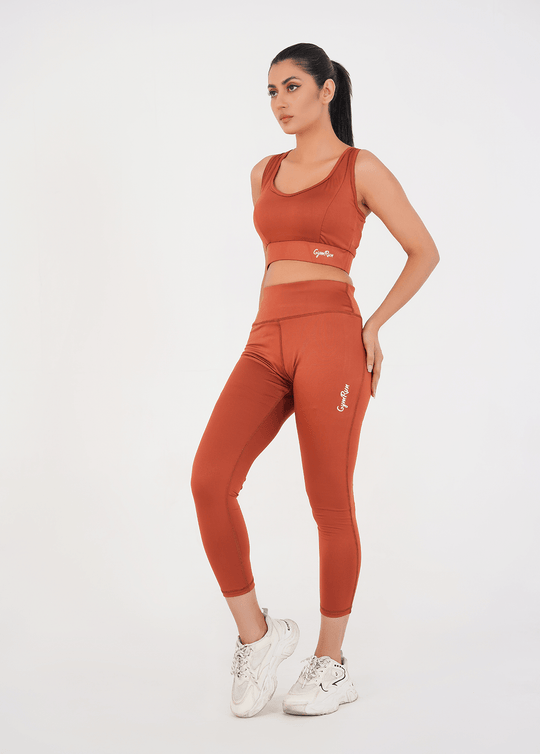 Ladies Basic Performance Sports Bra + Leggings - Intense Rust