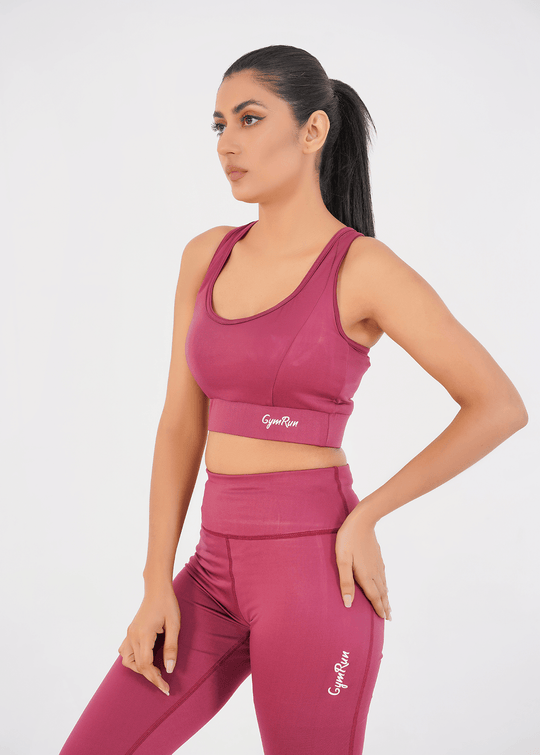 Ladies Basic Performance Sports Bra + Leggings - Deep Plum