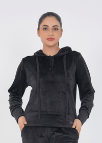 Rib Lounging Hoodie - Black