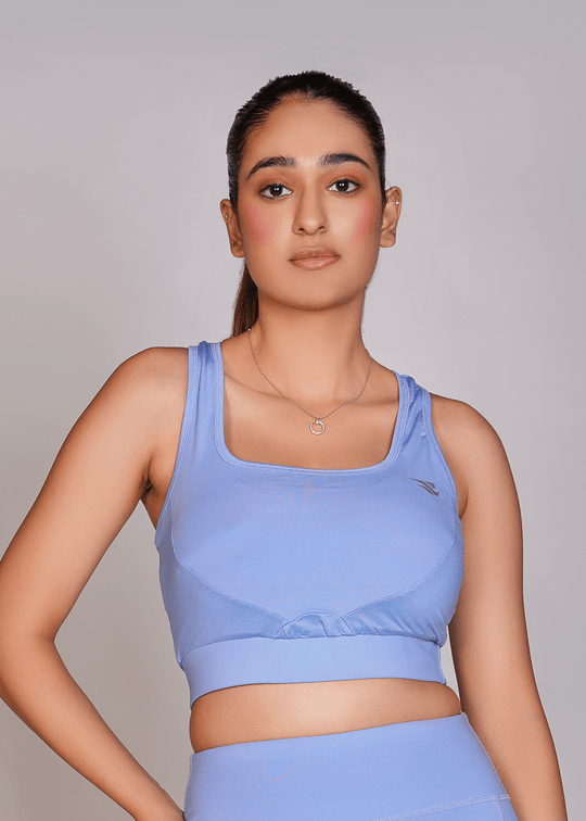 Flexi – Fit Mesh Sports Bra with Pocket - Sky Blue