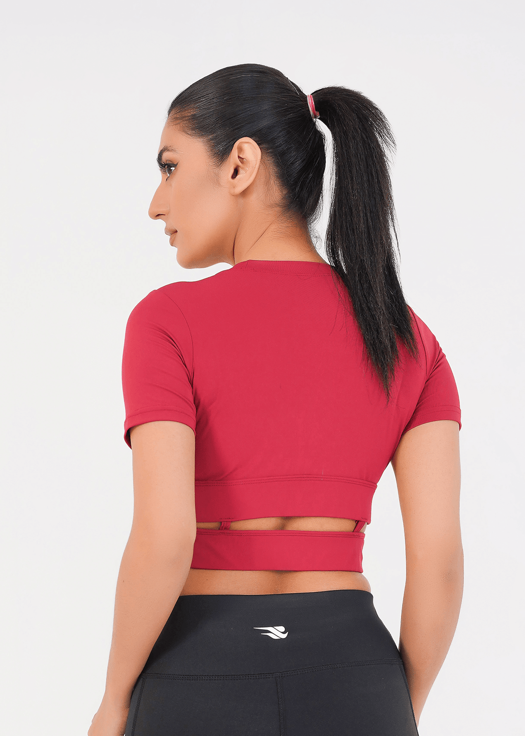 Cropped Wrap Tee - Maroon