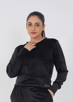 Ribbed velvet Cropped Top - Black