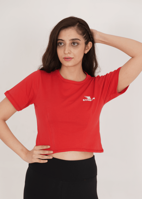Oversized Crop T-Shirt - Red