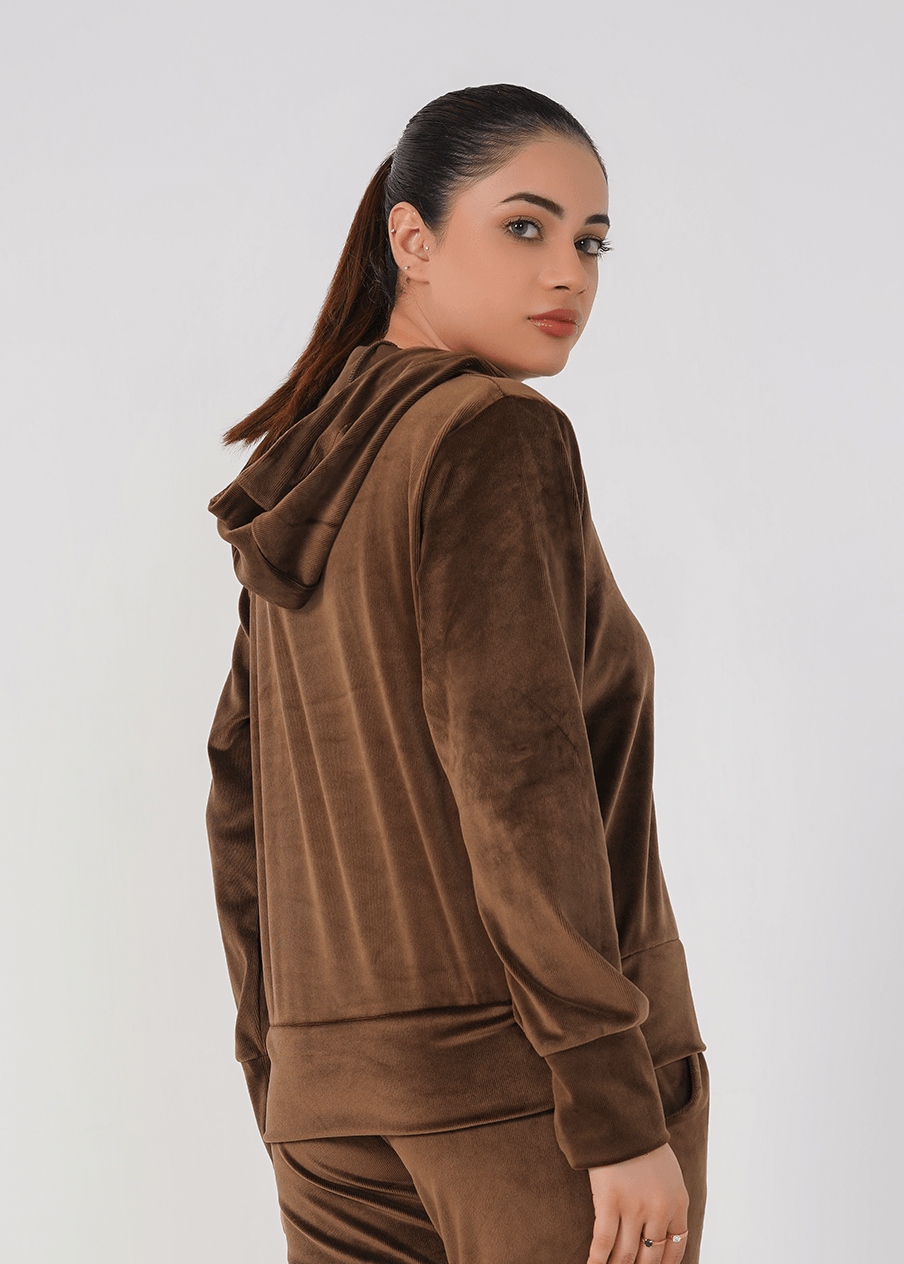 Rib Lounging Hoodie - Brown