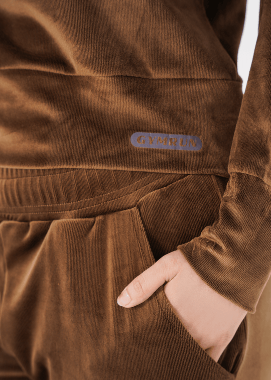 Ribbed velvet Cropped Top - Brown