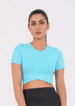 Cropped Wrap Tee - Sky Blue