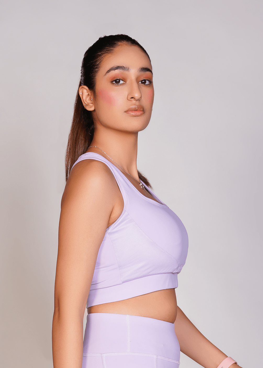 Flexi – Fit Mesh Sports Bra with Pocket - Voilet