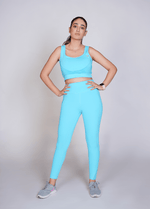 Flexi – Fit Mesh Sports (Sports Bra + Legging) with Pocket - Blue