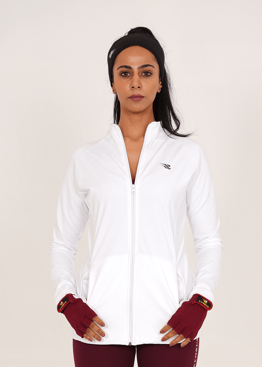 Ladies Compression Zipper - White