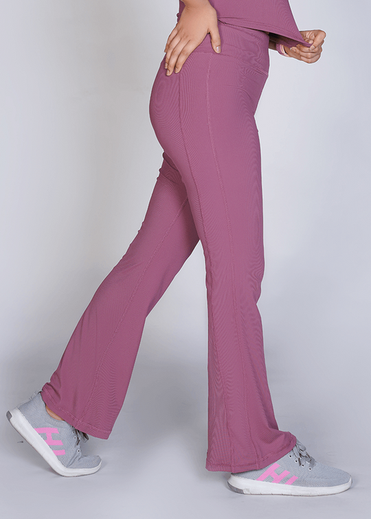 Supreme Bell Bottom Ribbed Leggings - Pink