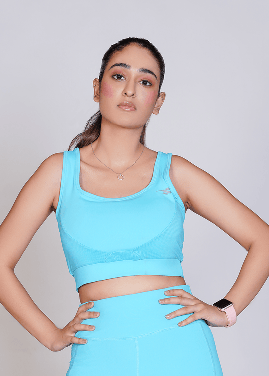 Flexi – Fit Mesh Sports Bra with Pocket - Blue