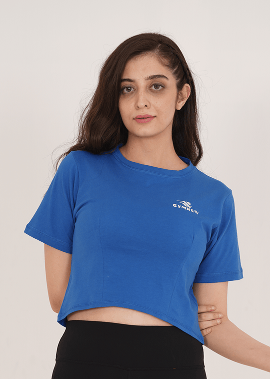 Oversized Crop T-Shirt - Royal Blue