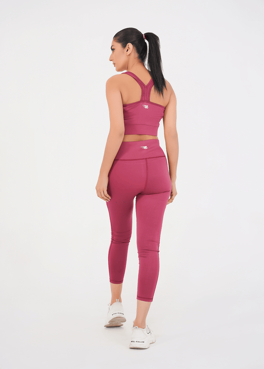 Ladies Basic Performance Sports Bra + Leggings - Deep Plum