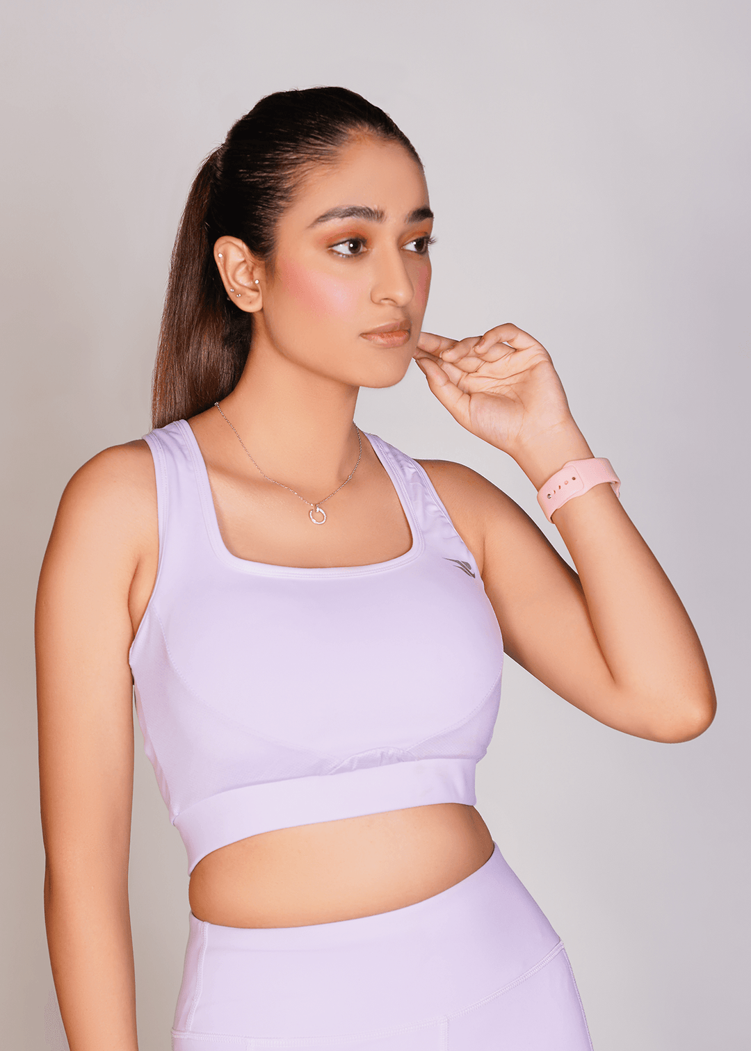 Flexi – Fit Mesh Sports Bra with Pocket - Voilet