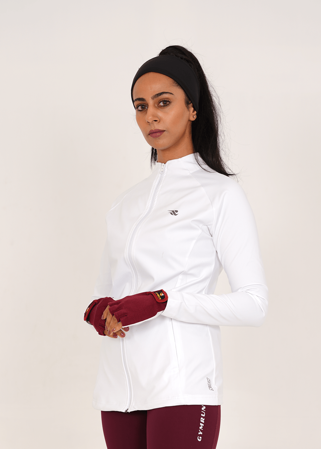 Ladies Compression Zipper - White