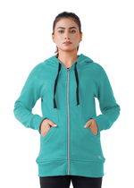 Plush Zippered Hoodie - Teal