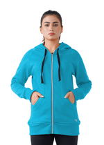 Plush Zippered Hoodie - Turqoise