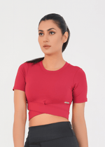 Cropped Wrap Tee - Maroon