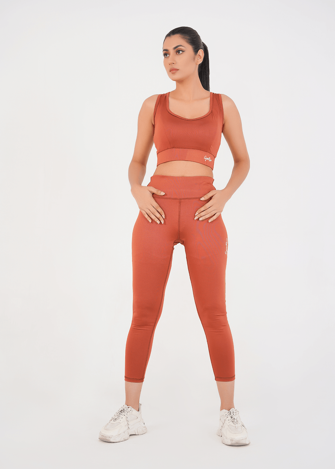 Ladies Basic Performance Sports Bra + Leggings - Intense Rust